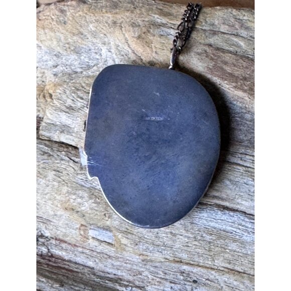 Dendritic Agate Sterling Silver Pendant Necklace 20G Mid Century - Picture 4 of 10